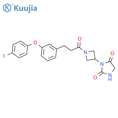 3-(1-(3-(3-(4-Fluorophenoxy)phenyl)propanoyl)azetidin-3-yl)imidazolidine-2,4-dione structure