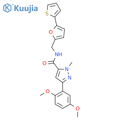 3-(2,5-dimethoxyphenyl)-1-methyl-N-{5-(thiophen-2-yl)furan-2-ylmethyl}-1H-pyrazole-5-carboxamide structure