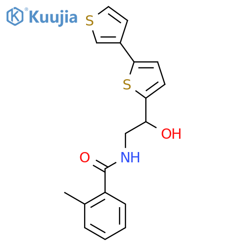 N-(2-{[2,3'-bithiophene]-5-yl}-2-hydroxyethyl)-2-methylbenzamide structure