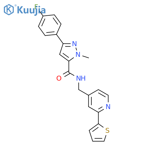3-(4-fluorophenyl)-1-methyl-N-{2-(thiophen-2-yl)pyridin-4-ylmethyl}-1H-pyrazole-5-carboxamide structure
