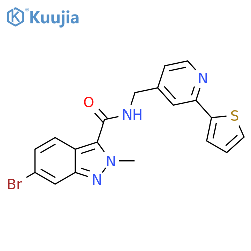 6-bromo-2-methyl-N-{[2-(thiophen-2-yl)pyridin-4-yl]methyl}-2H-indazole-3-carboxamide structure