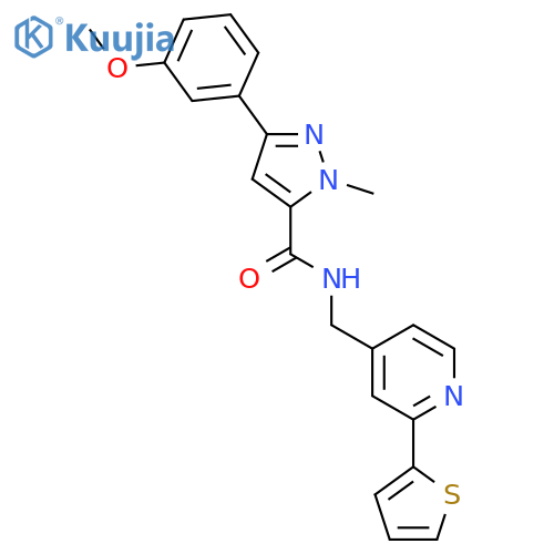 3-(3-methoxyphenyl)-1-methyl-N-{[2-(thiophen-2-yl)pyridin-4-yl]methyl}-1H-pyrazole-5-carboxamide structure
