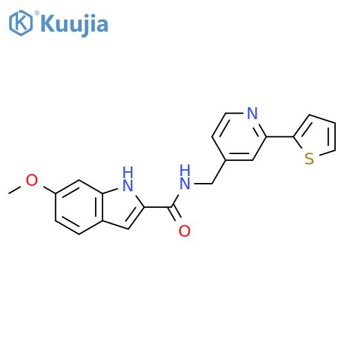 6-methoxy-N-{[2-(thiophen-2-yl)pyridin-4-yl]methyl}-1H-indole-2-carboxamide structure