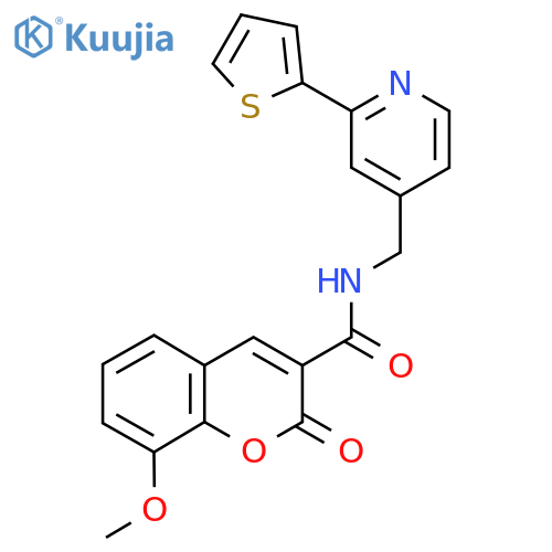 8-methoxy-2-oxo-N-{[2-(thiophen-2-yl)pyridin-4-yl]methyl}-2H-chromene-3-carboxamide structure