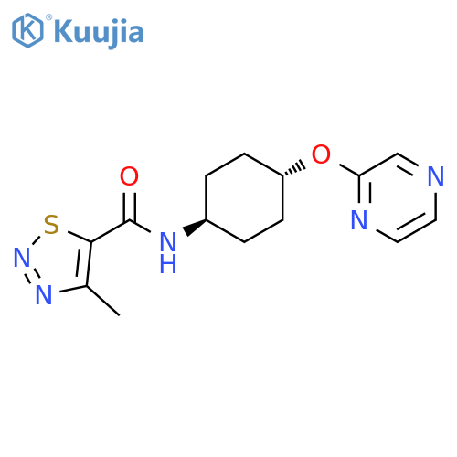 4-methyl-N-[(1r,4r)-4-(pyrazin-2-yloxy)cyclohexyl]-1,2,3-thiadiazole-5-carboxamide structure