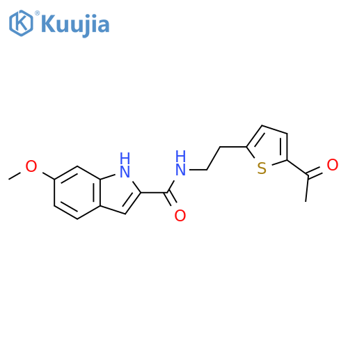 N-[2-(5-acetylthiophen-2-yl)ethyl]-6-methoxy-1H-indole-2-carboxamide structure