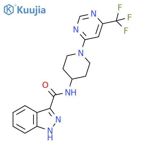 N-{1-6-(trifluoromethyl)pyrimidin-4-ylpiperidin-4-yl}-1H-indazole-3-carboxamide structure