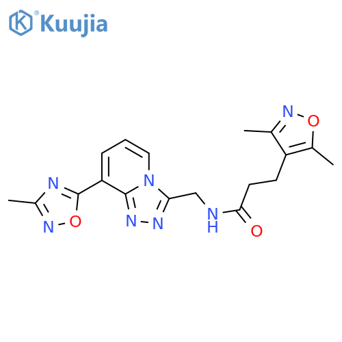 3-(3,5-dimethyl-1,2-oxazol-4-yl)-N-{[8-(3-methyl-1,2,4-oxadiazol-5-yl)-[1,2,4]triazolo[4,3-a]pyridin-3-yl]methyl}propanamide structure
