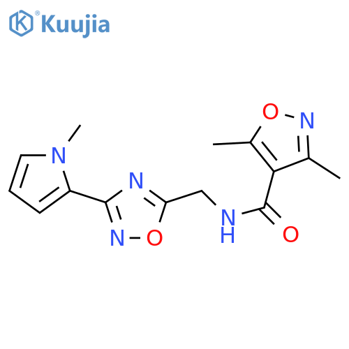 3,5-dimethyl-N-{[3-(1-methyl-1H-pyrrol-2-yl)-1,2,4-oxadiazol-5-yl]methyl}-1,2-oxazole-4-carboxamide structure