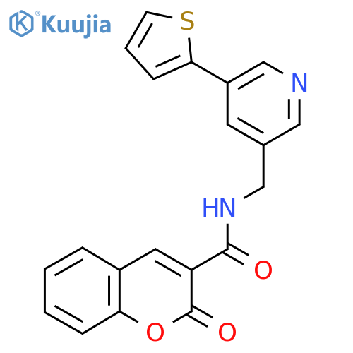 2-oxo-N-{[5-(thiophen-2-yl)pyridin-3-yl]methyl}-2H-chromene-3-carboxamide structure