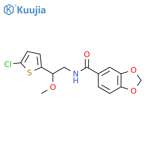 N-[2-(5-chlorothiophen-2-yl)-2-methoxyethyl]-2H-1,3-benzodioxole-5-carboxamide structure