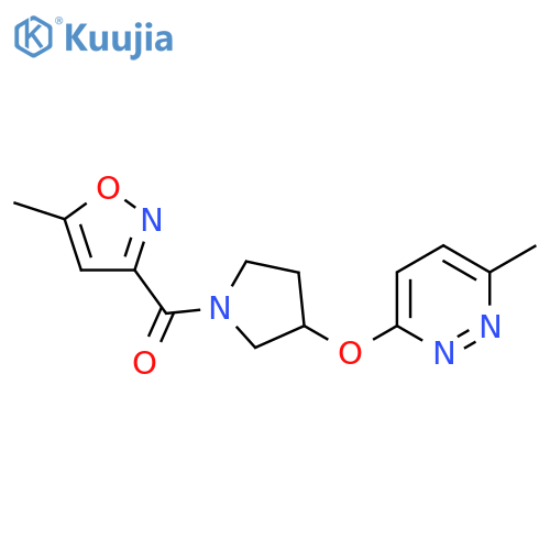 3-methyl-6-{[1-(5-methyl-1,2-oxazole-3-carbonyl)pyrrolidin-3-yl]oxy}pyridazine structure