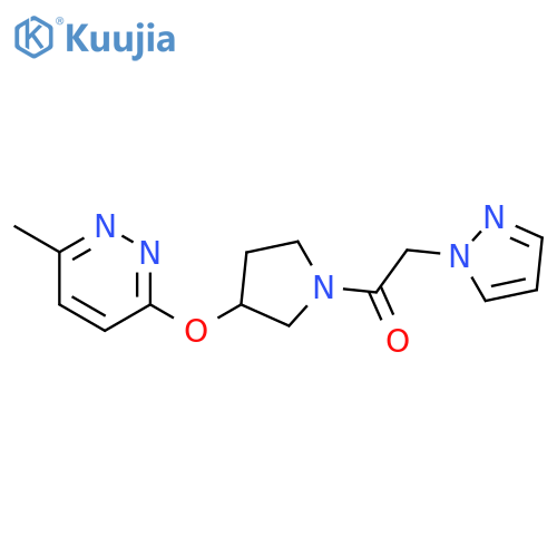 1-{3-[(6-methylpyridazin-3-yl)oxy]pyrrolidin-1-yl}-2-(1H-pyrazol-1-yl)ethan-1-one structure