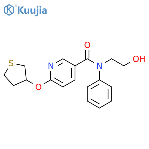 N-(2-Hydroxyethyl)-N-phenyl-6-[(tetrahydro-3-thienyl)oxy]-3-pyridinecarboxamide structure