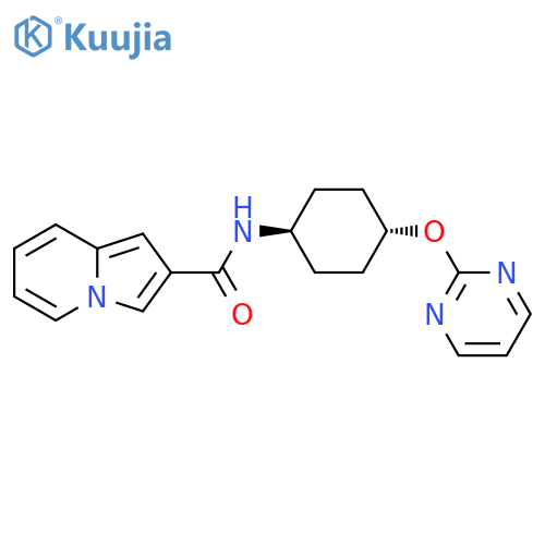 N-(1r,4r)-4-(pyrimidin-2-yloxy)cyclohexylindolizine-2-carboxamide structure