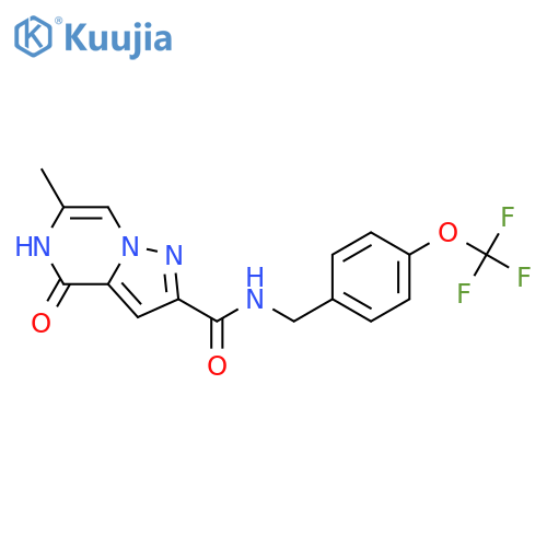 6-methyl-4-oxo-N-{[4-(trifluoromethoxy)phenyl]methyl}-4H,5H-pyrazolo[1,5-a]pyrazine-2-carboxamide structure