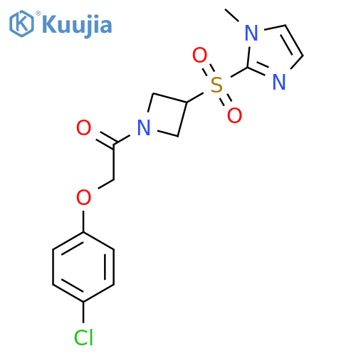 2-(4-chlorophenoxy)-1-(3-((1-methyl-1H-imidazol-2-yl)sulfonyl)azetidin-1-yl)ethanone structure
