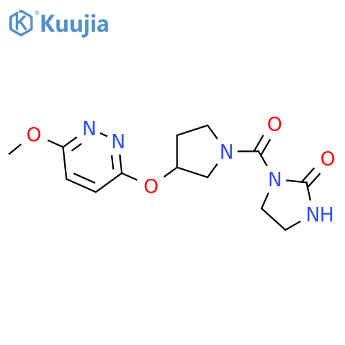 1-{3-[(6-methoxypyridazin-3-yl)oxy]pyrrolidine-1-carbonyl}imidazolidin-2-one structure