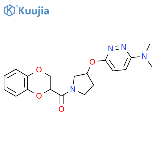 6-{[1-(2,3-dihydro-1,4-benzodioxine-2-carbonyl)pyrrolidin-3-yl]oxy}-N,N-dimethylpyridazin-3-amine structure