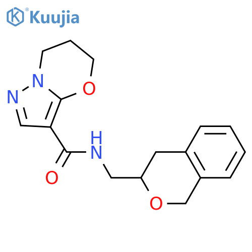 N-(isochroman-3-ylmethyl)-6,7-dihydro-5H-pyrazolo[5,1-b][1,3]oxazine-3-carboxamide structure