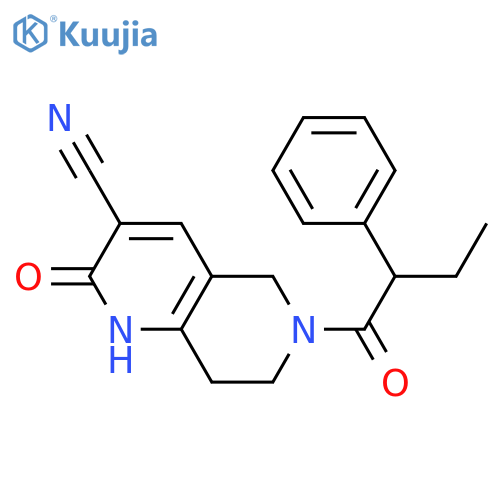 2-oxo-6-(2-phenylbutanoyl)-1,5,7,8-tetrahydro-1,6-naphthyridine-3-carbonitrile structure