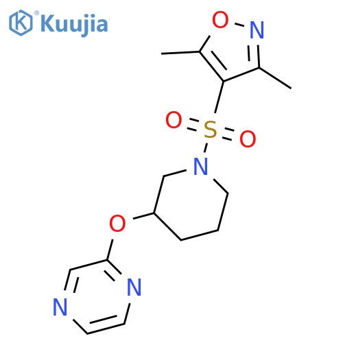 2-({1-[(3,5-dimethyl-1,2-oxazol-4-yl)sulfonyl]piperidin-3-yl}oxy)pyrazine structure