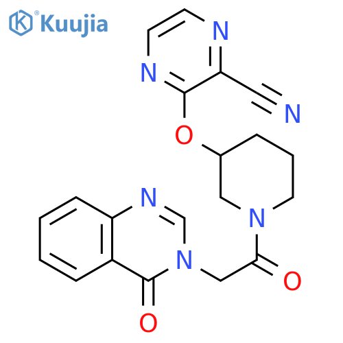 3-({1-2-(4-oxo-3,4-dihydroquinazolin-3-yl)acetylpiperidin-3-yl}oxy)pyrazine-2-carbonitrile structure