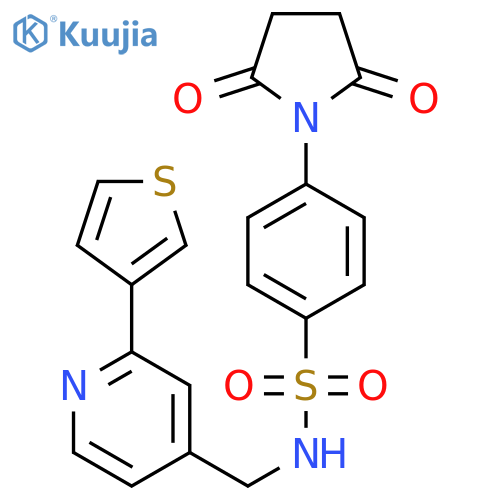 4-(2,5-dioxopyrrolidin-1-yl)-N-{2-(thiophen-3-yl)pyridin-4-ylmethyl}benzene-1-sulfonamide structure