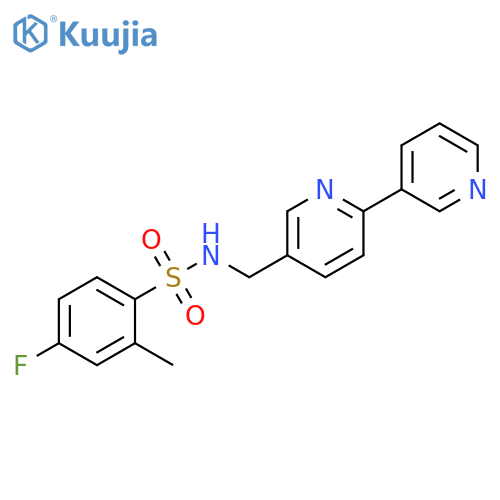 N-({[2,3'-bipyridine]-5-yl}methyl)-4-fluoro-2-methylbenzene-1-sulfonamide structure