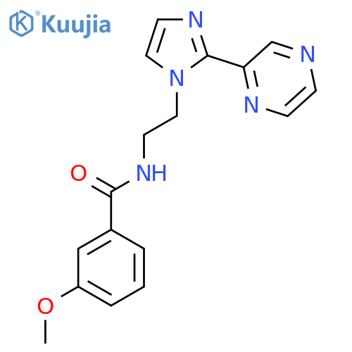 3-methoxy-N-{2-[2-(pyrazin-2-yl)-1H-imidazol-1-yl]ethyl}benzamide structure