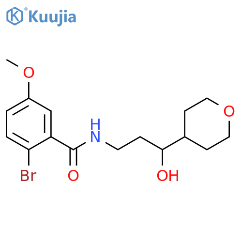 2-bromo-N-[3-hydroxy-3-(oxan-4-yl)propyl]-5-methoxybenzamide structure