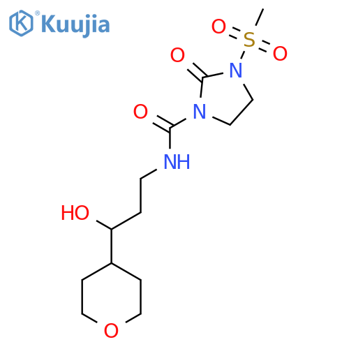 N-[3-hydroxy-3-(oxan-4-yl)propyl]-3-methanesulfonyl-2-oxoimidazolidine-1-carboxamide structure