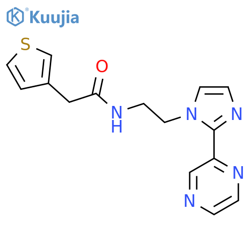 N-{2-[2-(pyrazin-2-yl)-1H-imidazol-1-yl]ethyl}-2-(thiophen-3-yl)acetamide structure