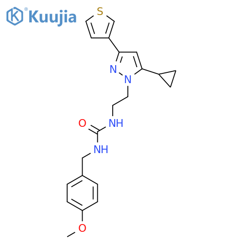 3-{2-[5-cyclopropyl-3-(thiophen-3-yl)-1H-pyrazol-1-yl]ethyl}-1-[(4-methoxyphenyl)methyl]urea structure