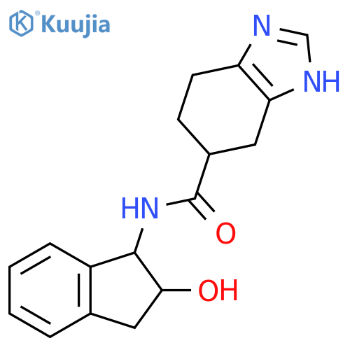 N-(2-hydroxy-2,3-dihydro-1H-inden-1-yl)-4,5,6,7-tetrahydro-1H-1,3-benzodiazole-5-carboxamide structure