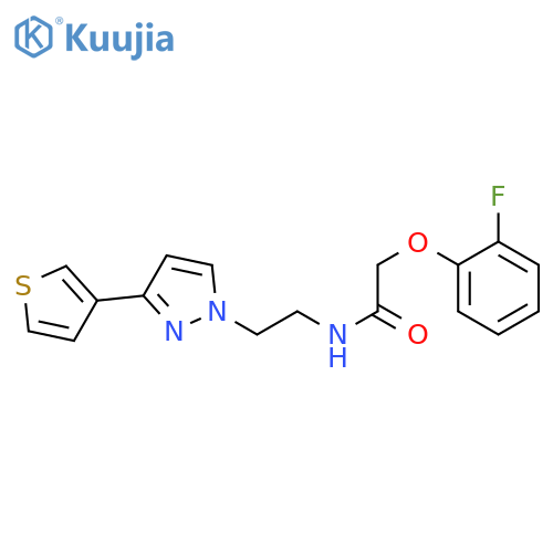 2-(2-fluorophenoxy)-N-{2-[3-(thiophen-3-yl)-1H-pyrazol-1-yl]ethyl}acetamide structure