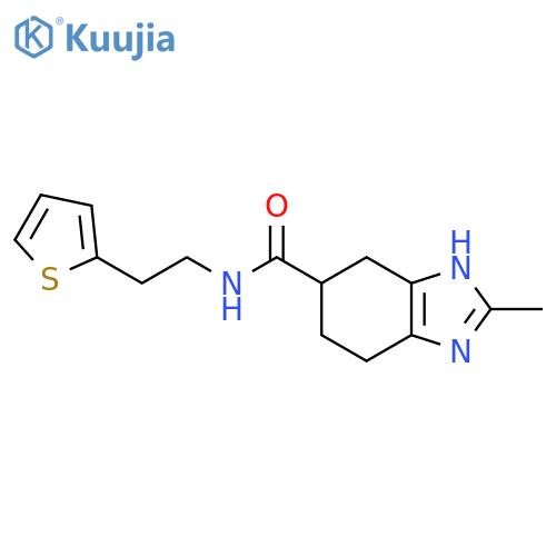 2-methyl-N-[2-(thiophen-2-yl)ethyl]-4,5,6,7-tetrahydro-1H-1,3-benzodiazole-5-carboxamide structure