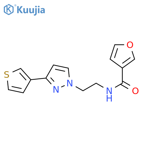 N-{2-[3-(thiophen-3-yl)-1H-pyrazol-1-yl]ethyl}furan-3-carboxamide structure