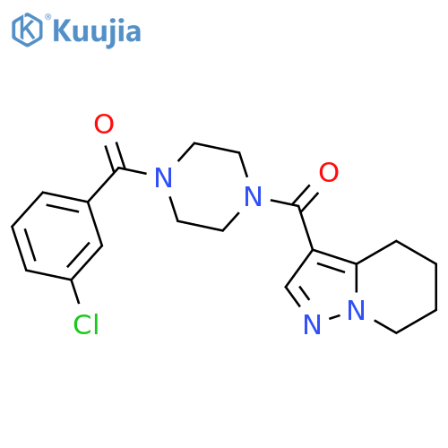 1-(3-chlorobenzoyl)-4-{4H,5H,6H,7H-pyrazolo[1,5-a]pyridine-3-carbonyl}piperazine structure
