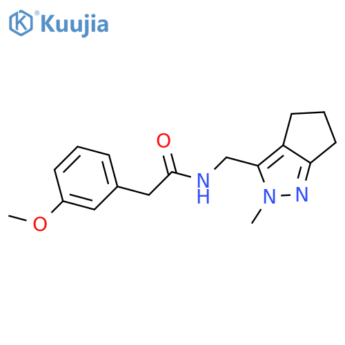 2-(3-methoxyphenyl)-N-({2-methyl-2H,4H,5H,6H-cyclopenta[c]pyrazol-3-yl}methyl)acetamide structure