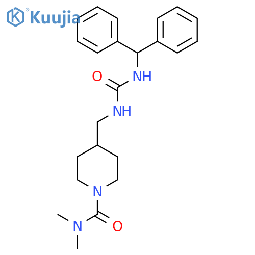 4-({(diphenylmethyl)carbamoylamino}methyl)-N,N-dimethylpiperidine-1-carboxamide structure