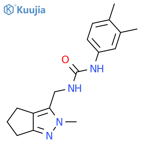 1-(3,4-dimethylphenyl)-3-({2-methyl-2H,4H,5H,6H-cyclopenta[c]pyrazol-3-yl}methyl)urea structure