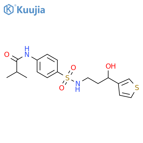 N-(4-{[3-hydroxy-3-(thiophen-3-yl)propyl]sulfamoyl}phenyl)-2-methylpropanamide structure