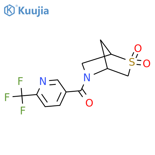 5-[6-(trifluoromethyl)pyridine-3-carbonyl]-2lambda6-thia-5-azabicyclo[2.2.1]heptane-2,2-dione structure