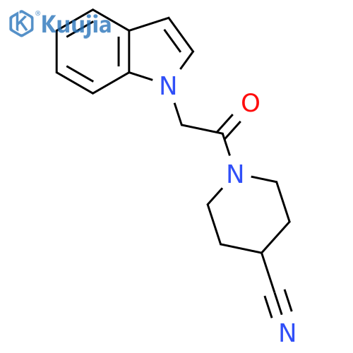 1-[2-(1H-indol-1-yl)acetyl]piperidine-4-carbonitrile structure