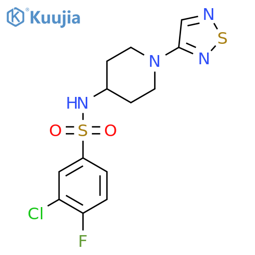 3-chloro-4-fluoro-N-[1-(1,2,5-thiadiazol-3-yl)piperidin-4-yl]benzene-1-sulfonamide structure