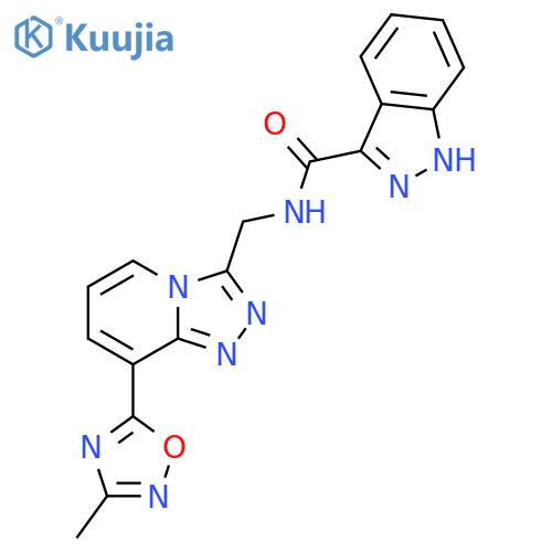 N-{[8-(3-methyl-1,2,4-oxadiazol-5-yl)-[1,2,4]triazolo[4,3-a]pyridin-3-yl]methyl}-1H-indazole-3-carboxamide structure