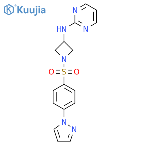 N-{1-4-(1H-pyrazol-1-yl)benzenesulfonylazetidin-3-yl}pyrimidin-2-amine structure