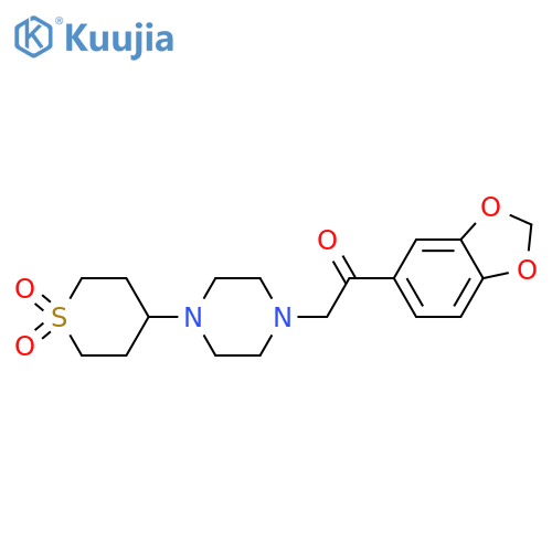 4-{4-2-(2H-1,3-benzodioxol-5-yl)acetylpiperazin-1-yl}-1lambda6-thiane-1,1-dione structure