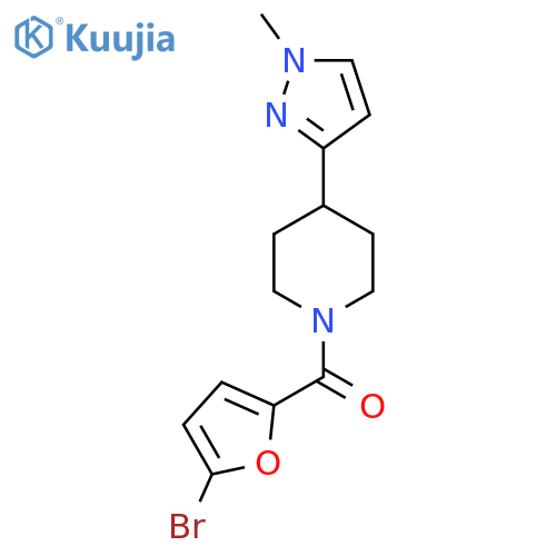 1-(5-bromofuran-2-carbonyl)-4-(1-methyl-1H-pyrazol-3-yl)piperidine structure